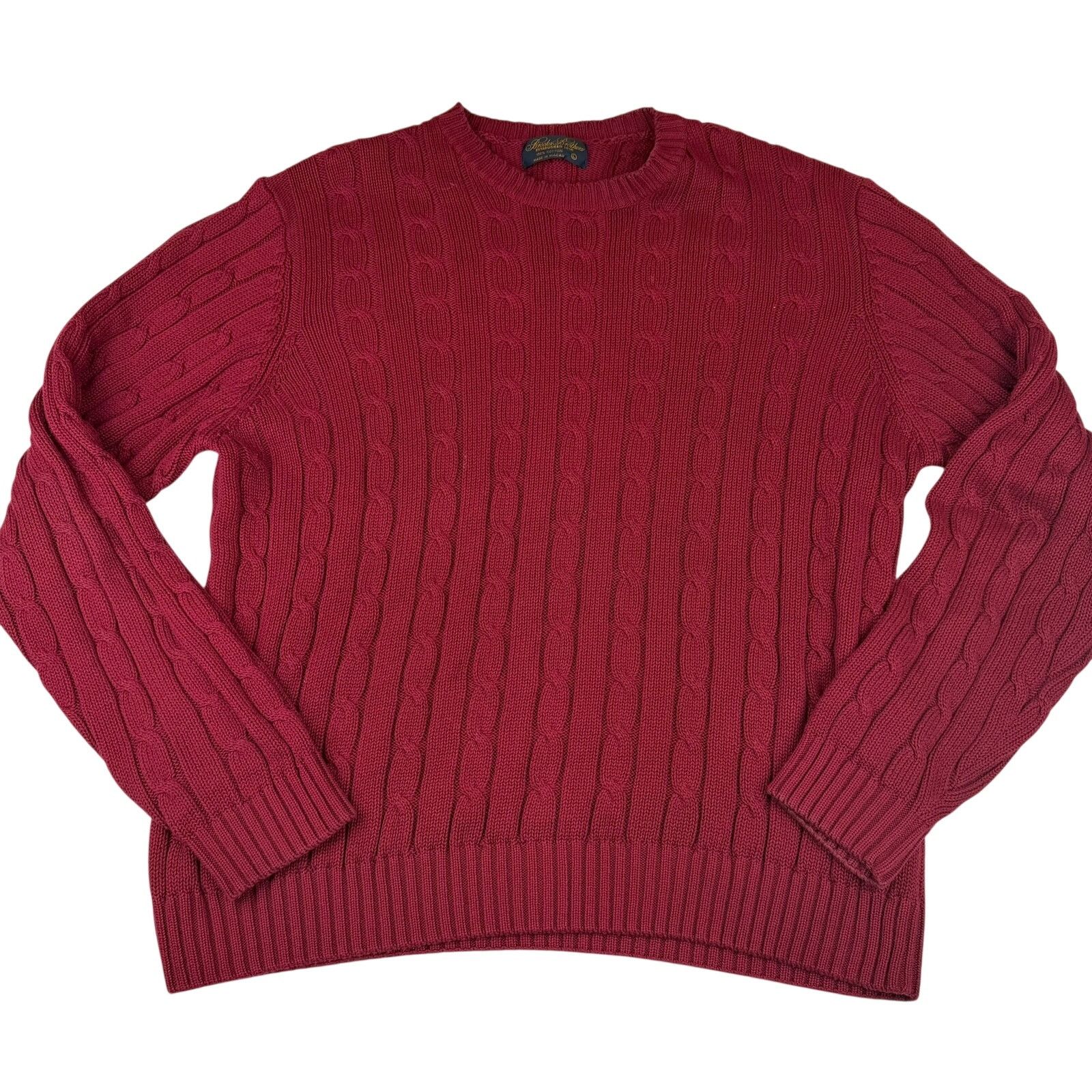 Brooks Brothers Brooks Brothers Cable Knit Cotton Sweater Burgundy L Size US L / EU 52-54 / 3 - 1 Thumbnail