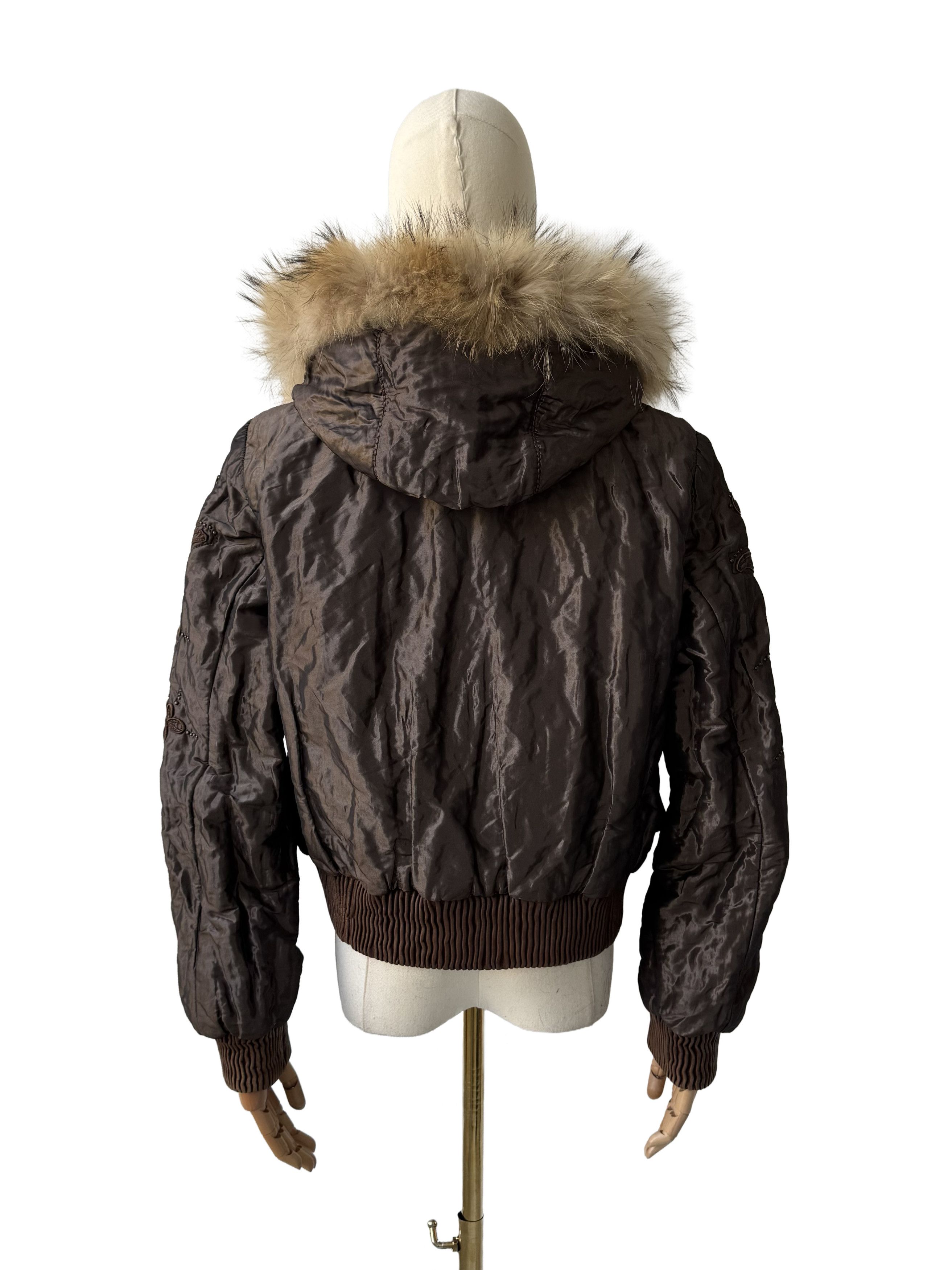 Vintage Vintage Jacket Leather Inserts Real Fur Hood Trim Zip Size M / US 6-8 / IT 42-44 - 5 Thumbnail