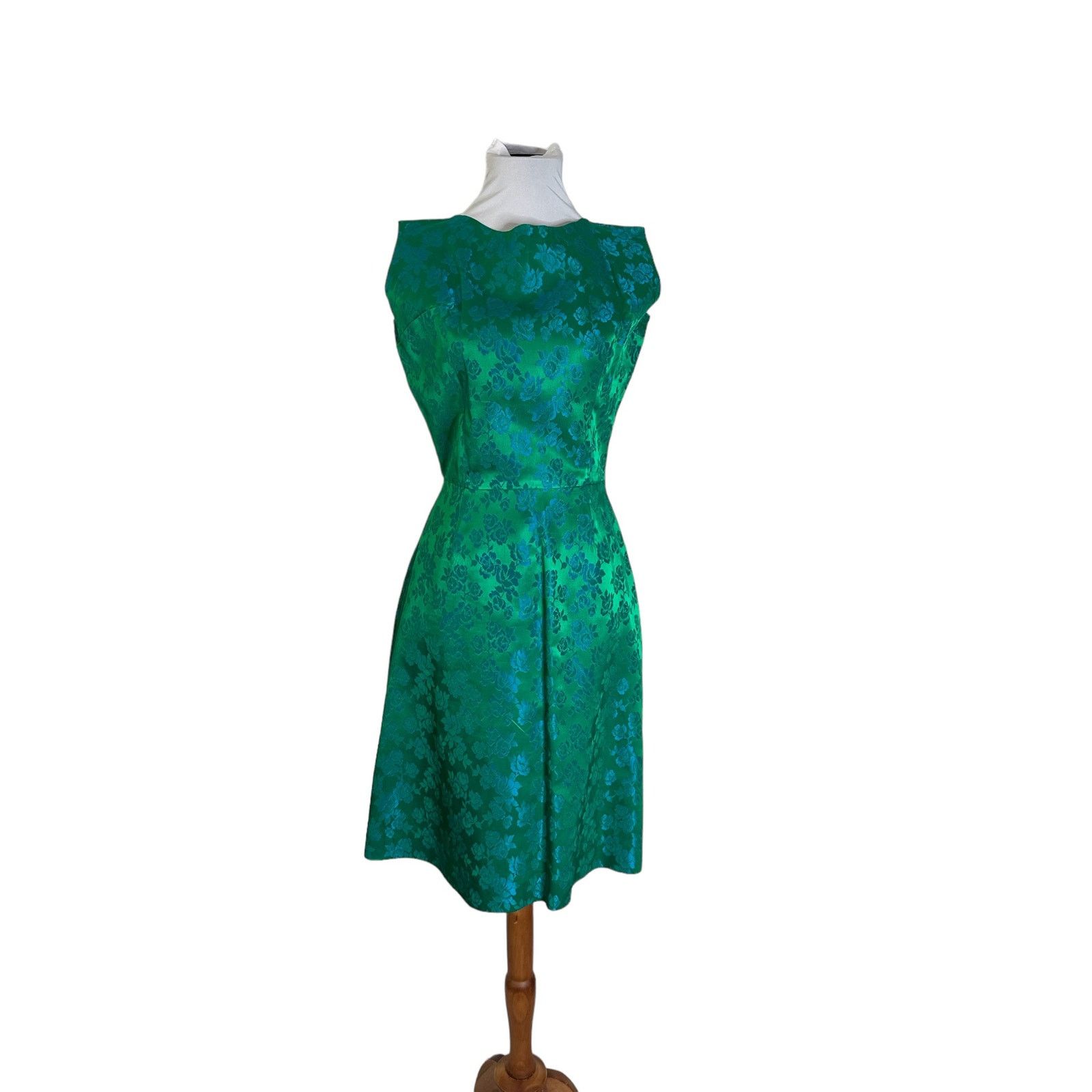 Vintage Vintage 1960s Green Blue Jacquard Wiggle Dress Jacket XS Size XS / US 0-2 / IT 36-38 - 1 Thumbnail