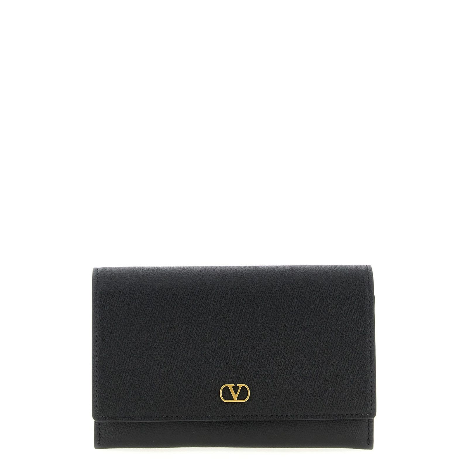 VALENTINO GARAVANI Black Leather Chain Wallet New And Authen