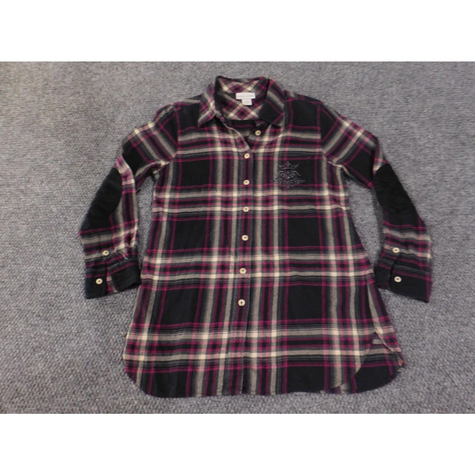 Soft Surroundings Soft Surroundings Shirt Womens Small Black Pink Plaid Button Front Tunic Crest Size S / US 4 / IT 40 - 4 Thumbnail
