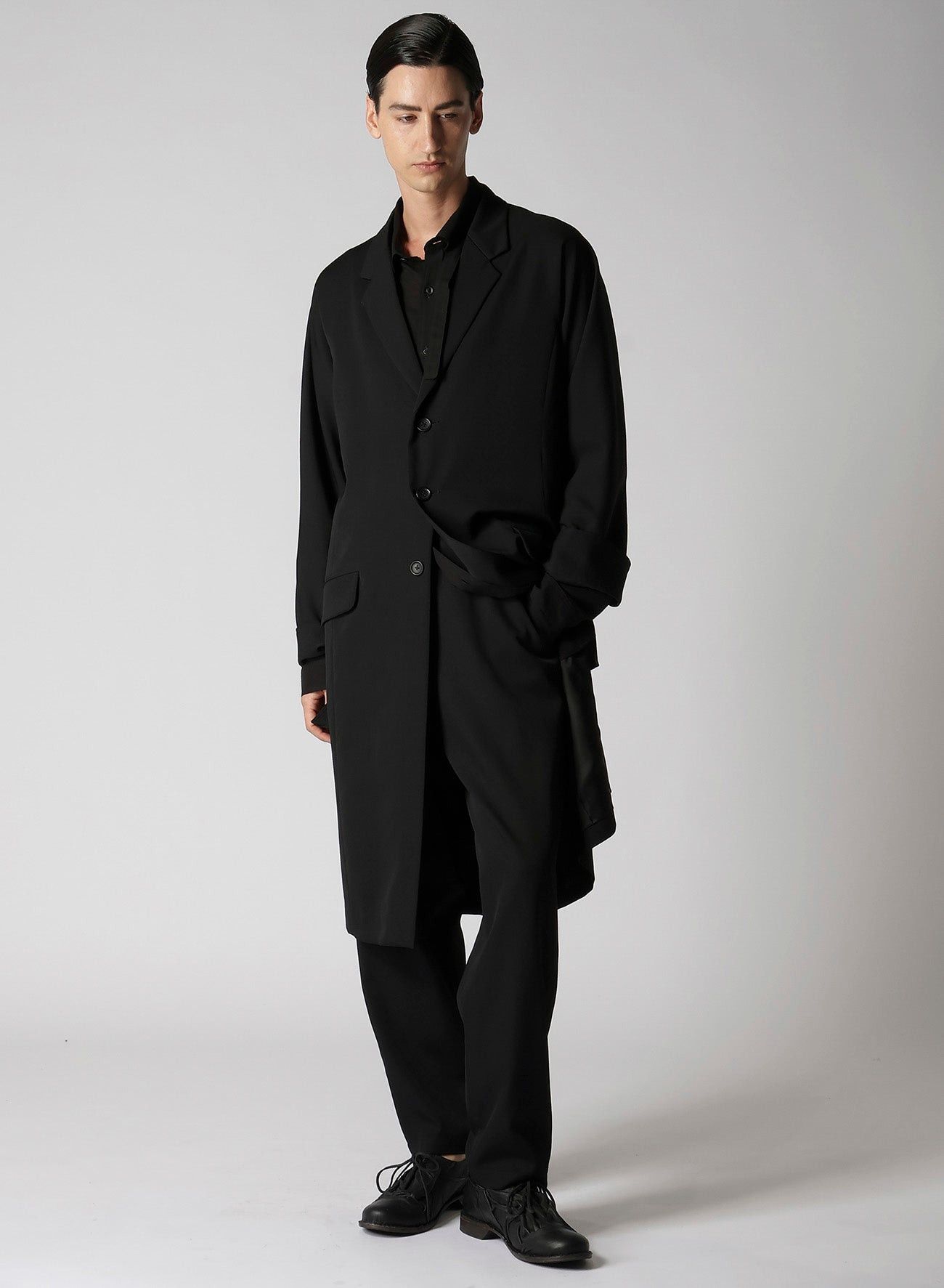 Yohji Yamamoto Yohji Yamamoto Pour Homme Wool TIED SLEEVE CUFF LONG JACKET Size US M / EU 48-50 / 2 - 2 Thumbnail