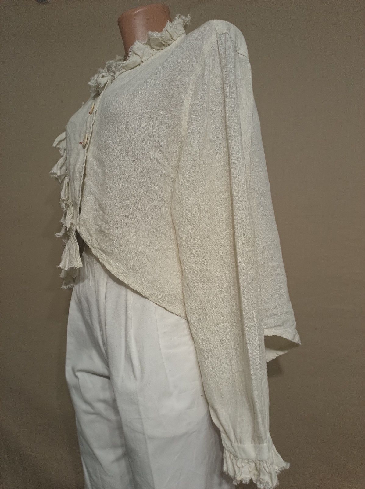 Designer Ewa i Walla Linen Beige Designer Blouse Jacket Size S Size S / US 4 / IT 40 - 3 Thumbnail