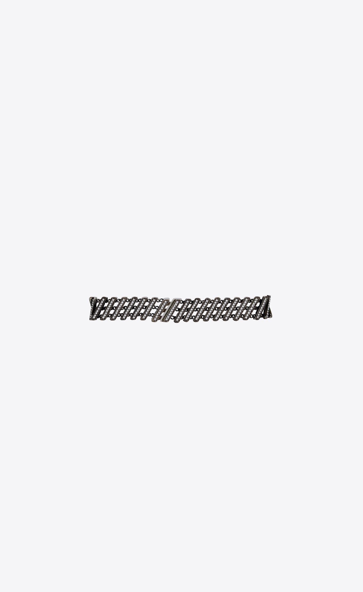 Saint Laurent Paris o1smrcs1224 Size: OS / Baguette Rhinestone Bracelet Metal Size ONE SIZE - 3 Thumbnail
