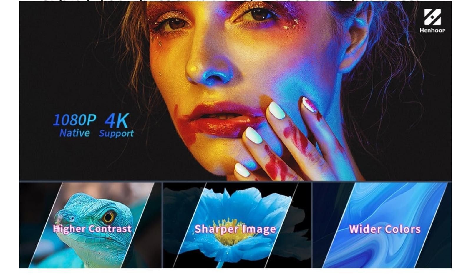 Other Portable LED/LCD 4k Projector Native 1080P Full HD Bluetooth Size ONE SIZE - 7 Thumbnail