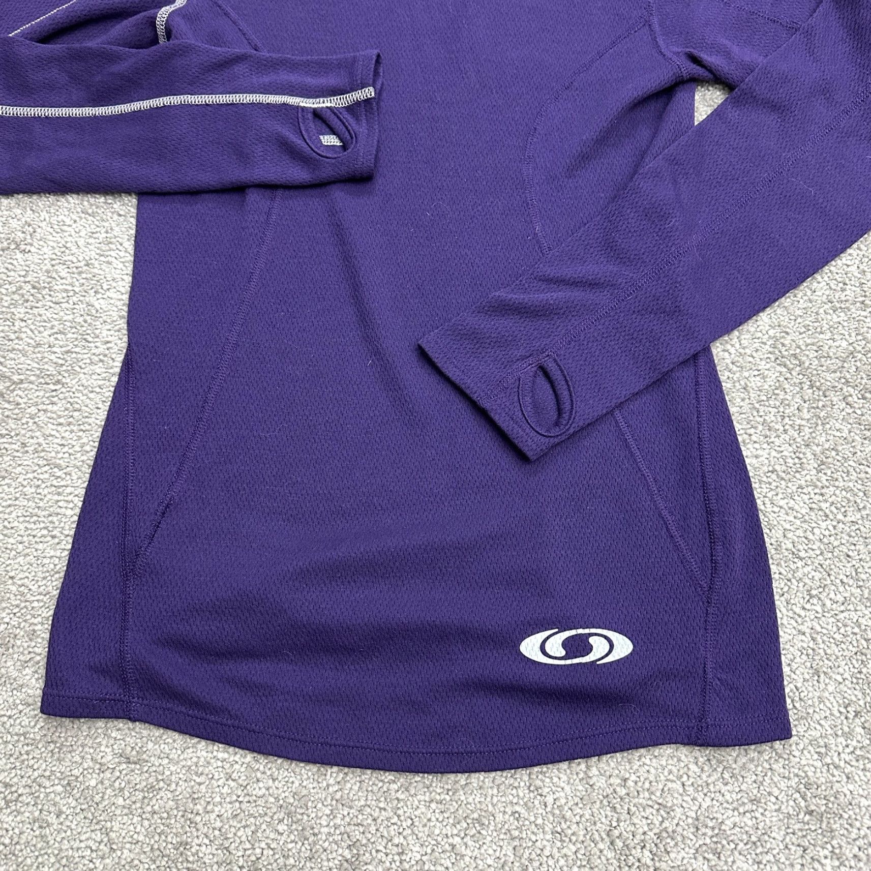 Salomon Salomon ActiLite Top Womens Small Blue Mock Neck Long Sleeve Thumbholes Size S / US 4 / IT 40 - 5 Thumbnail