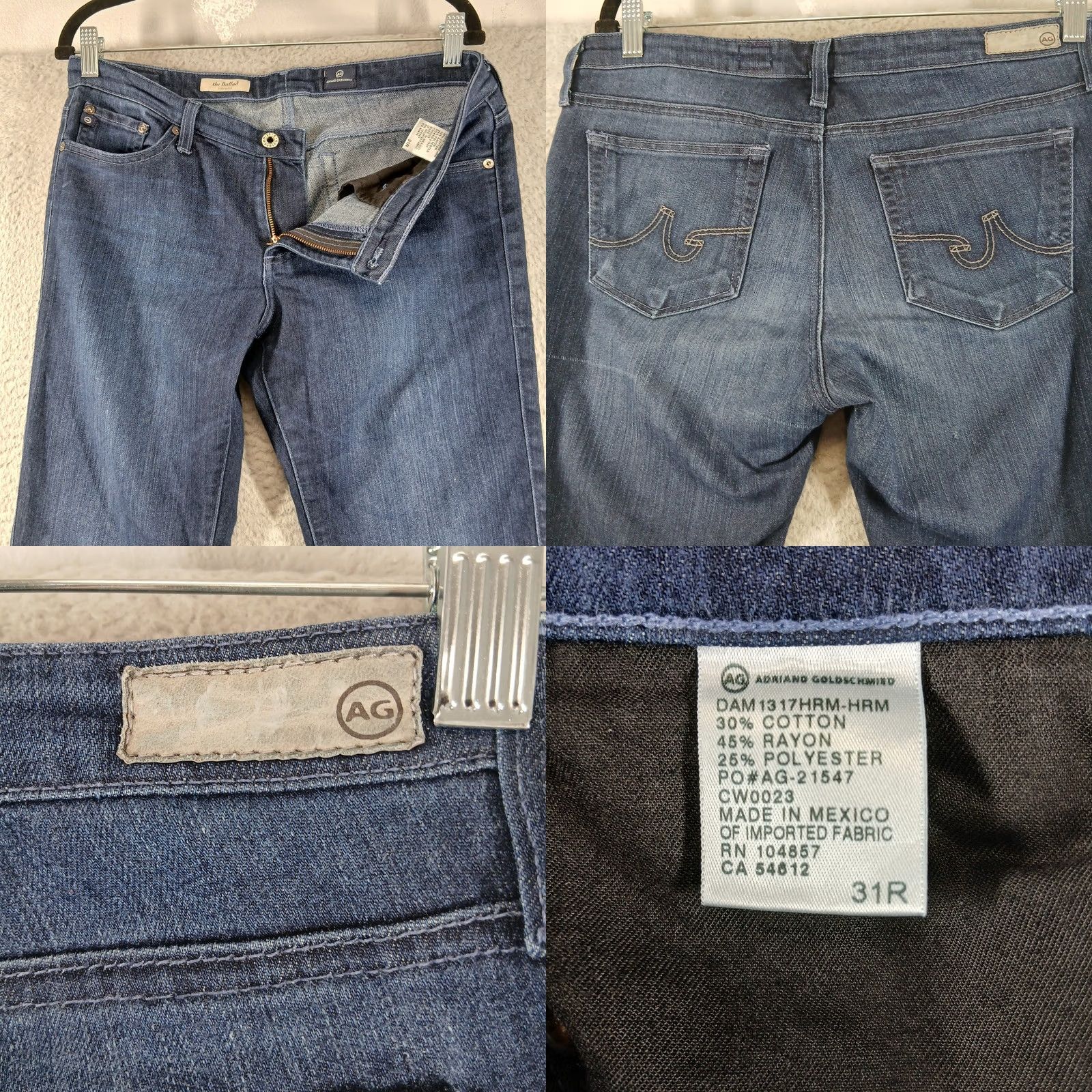 Vintage AG Adriano Goldschmied The Ballad Slim Boot Jeans Dark Wash 31R Womens Jeans Wide 5-Pocket Denim Cotton Blend Bag? Size 24" / US 00 / IT 34 - 8 Thumbnail
