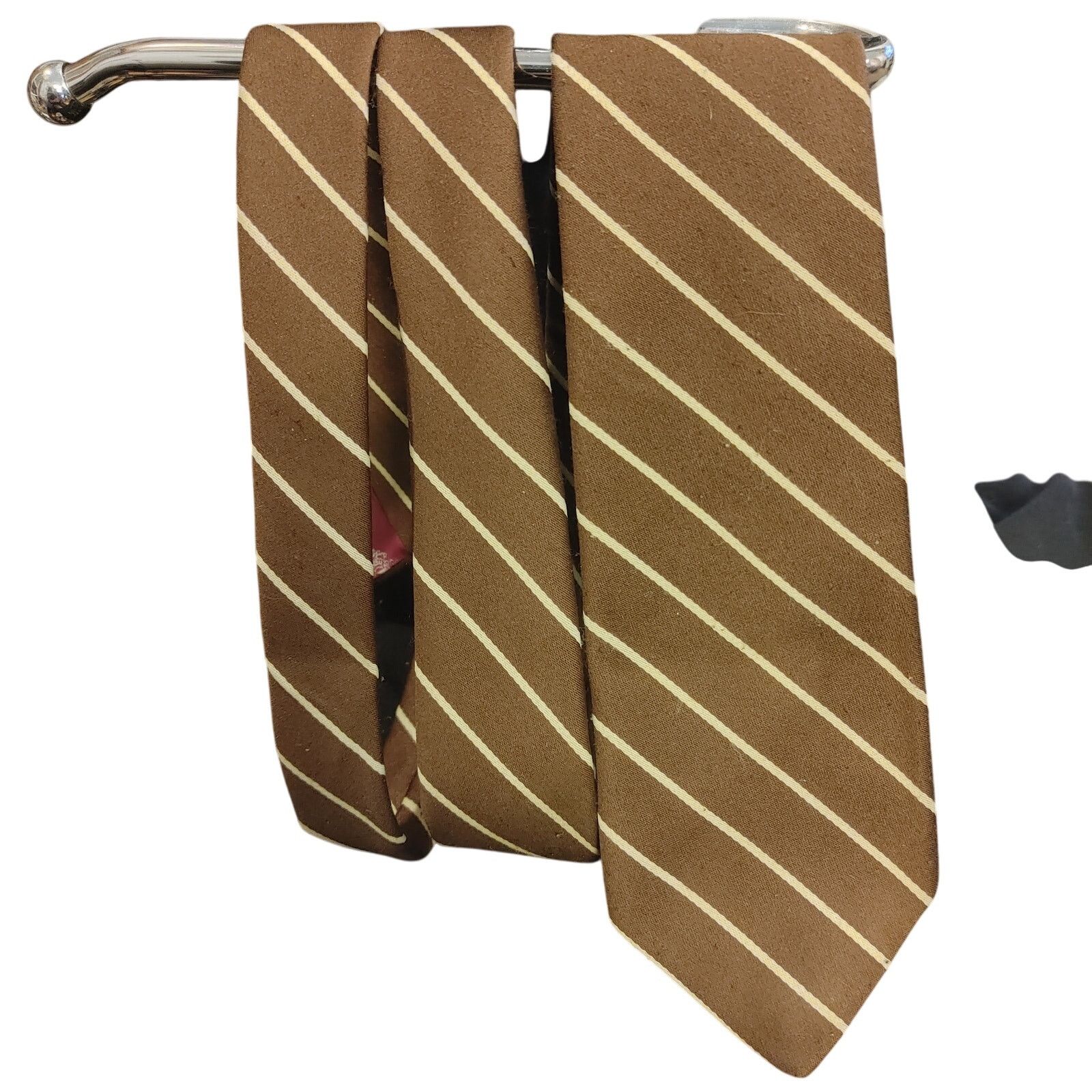 Oleg Cassini VTG Oleg Cassini by Burma OS Men's Brown/Yellow Striped Tie Size ONE SIZE - 1 Thumbnail