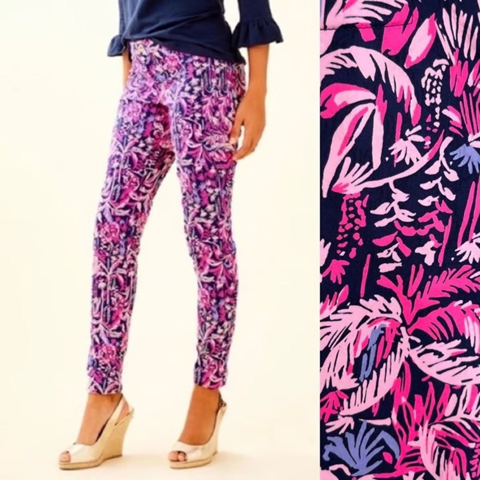 Lilly Pulitzer Lilly Pulitzer Kelly Skinny Ankle Pants Womens 4 Bright Navy Size 27" / US 4 / IT 40 - 2 Thumbnail