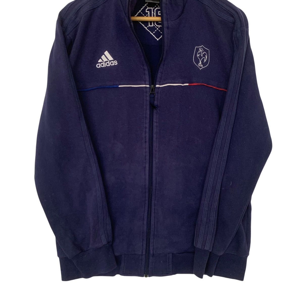 Adidas × Vintage Adidas Vintage Sweater Jacket France Country Three Stripe Size US M / EU 48-50 / 2 - 2 Thumbnail