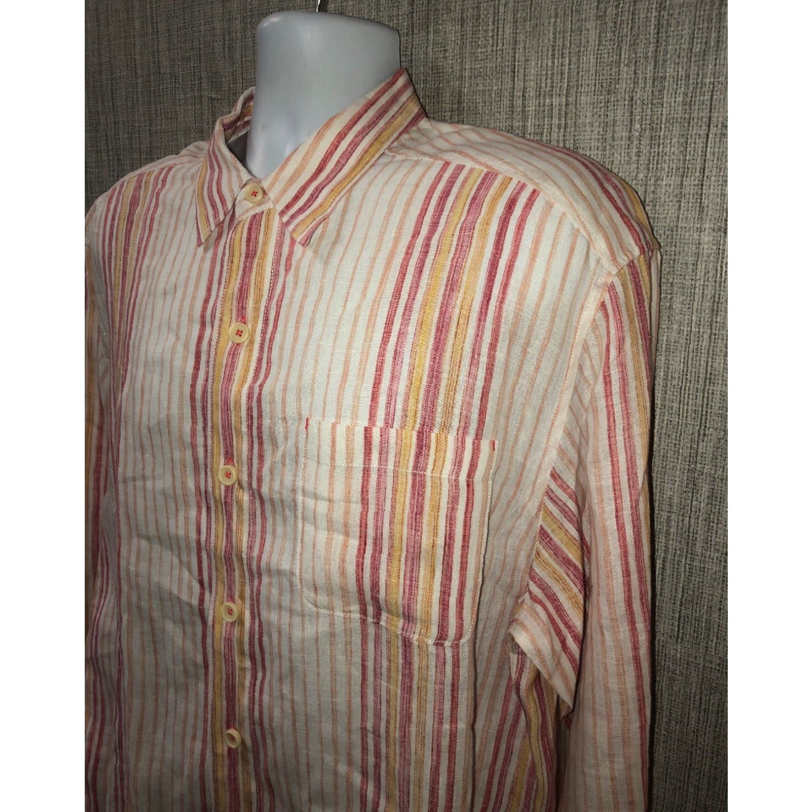 Tommy Bahama Tommy Bahama Relax Mens Button-Front Shirt Large Linen Multicolor Striped Colorful Shirt Casual Mens Clothing Size US L / EU 52-54 / 3 - 2 Thumbnail