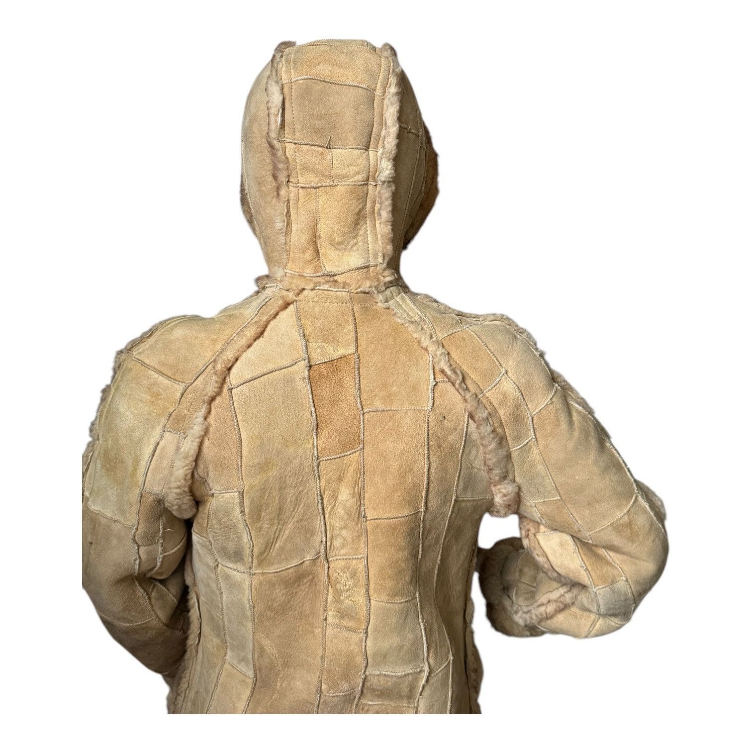 Vintage 70s Unbranded Patchwork Shearling Hooded Reversable Coat S Size S / US 4 / IT 40 - 8 Thumbnail