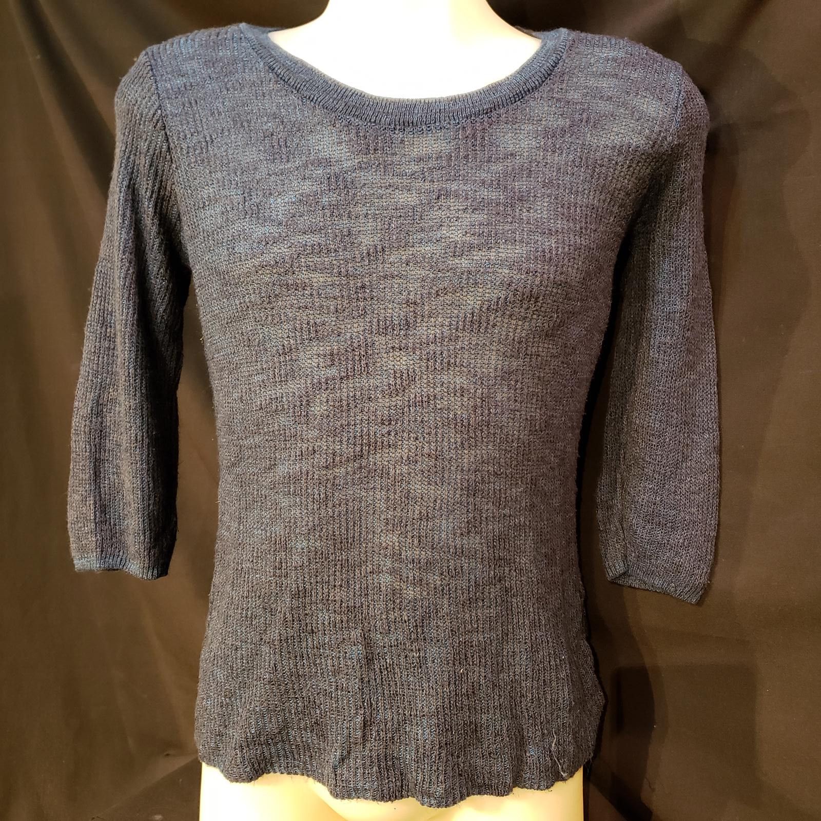 Mossimo Women's Mossimo Blue Knit Top with Lace Shoulder Detail L Size L / US 10 / IT 46 - 3 Thumbnail