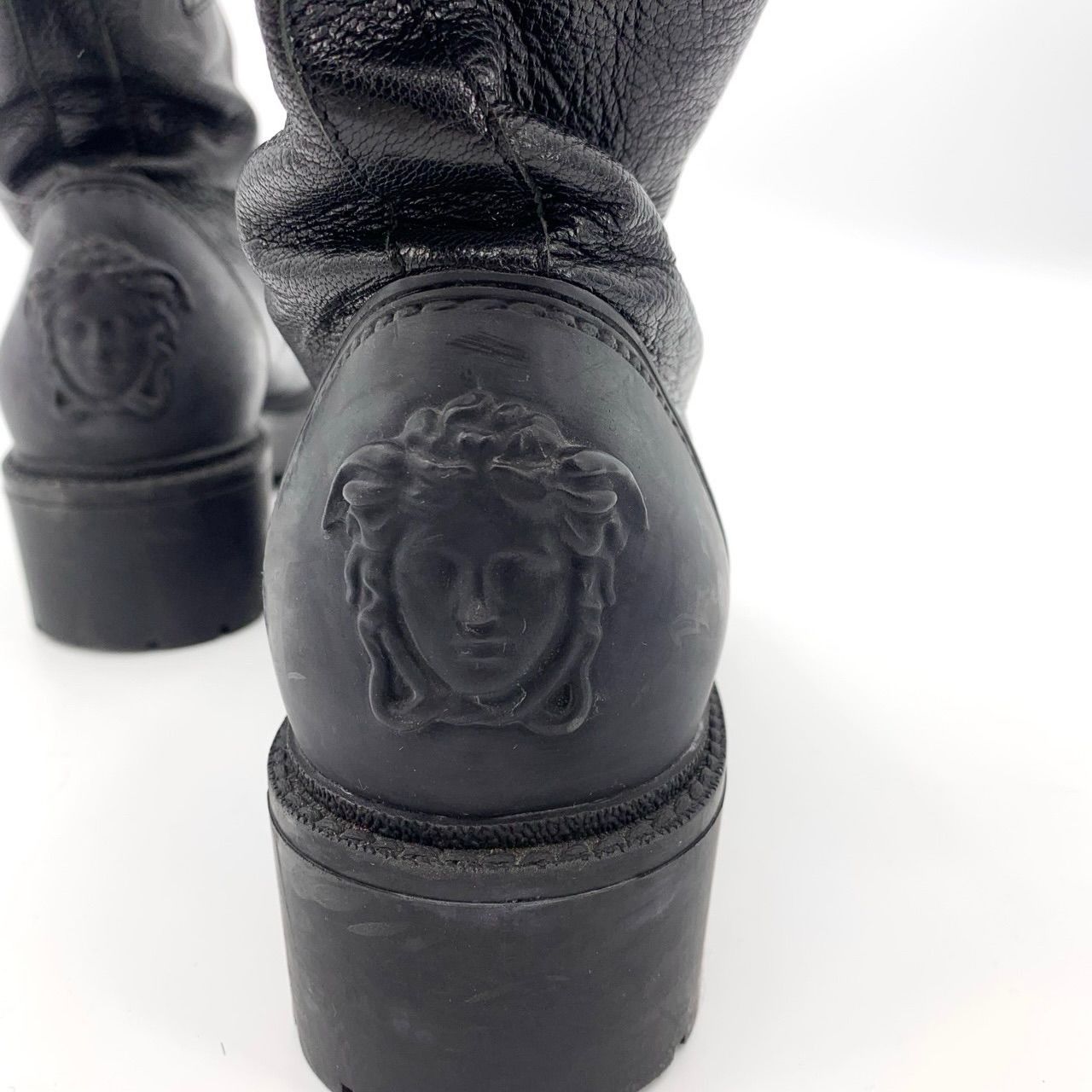 Versace [Versace] Medusa Head Black Leather Zip Boots 35 Size US 5 / IT 35 - 6 Thumbnail