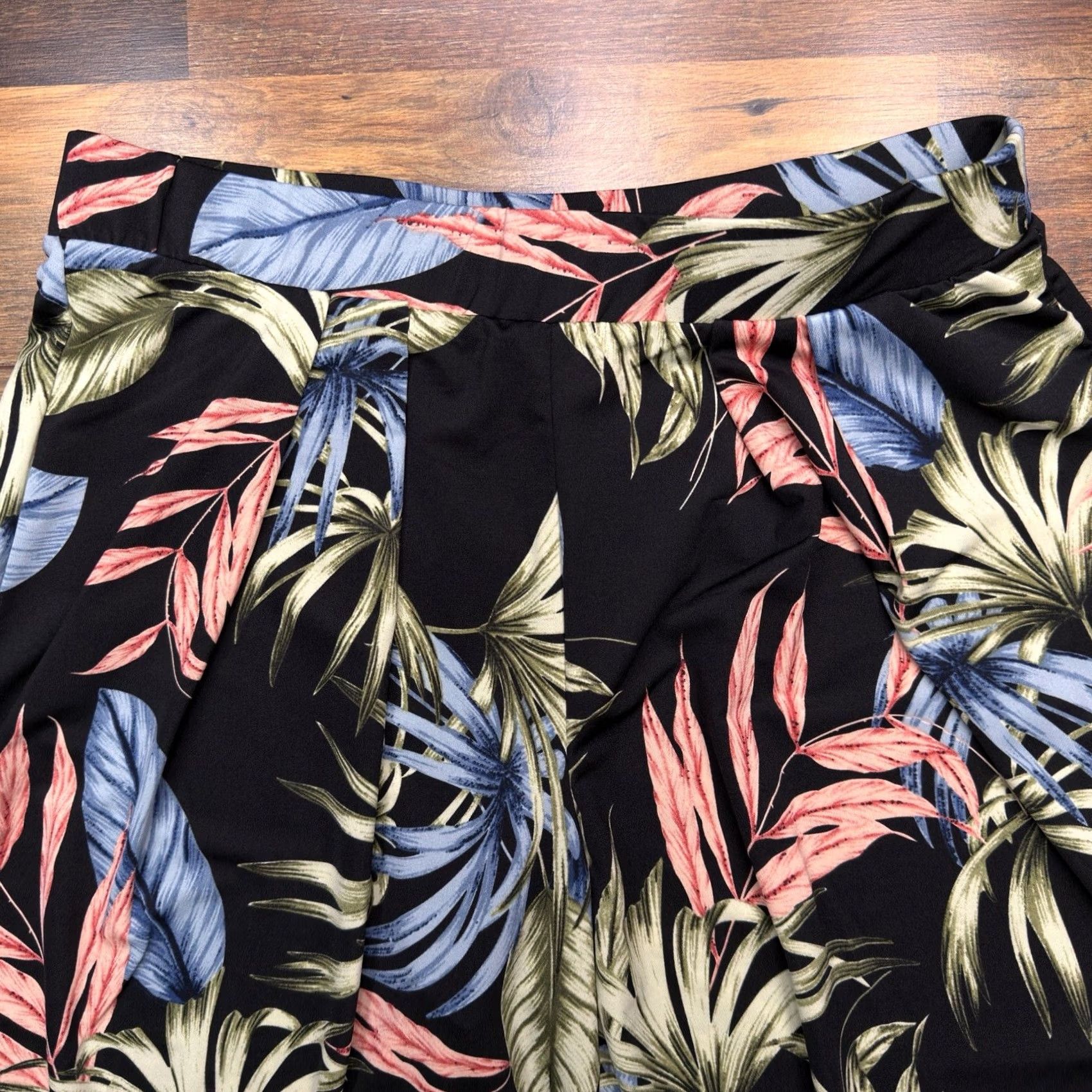 Vintage Philosophy Womens Wide Leg Pants Floral Black High Rise M Size 32" / US 10 / IT 46 - 3 Thumbnail