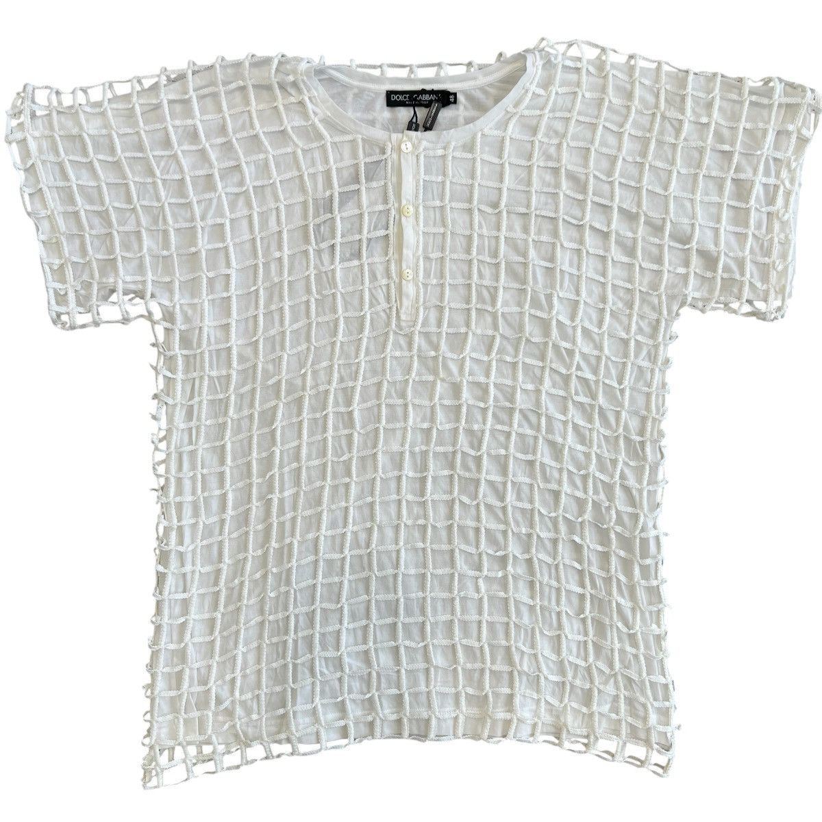 Dolce & Gabbana DOLCE&GABBANA 2012SS Serafino Crochet-Mesh Henley T-Shirt Size US L / EU 52-54 / 3 - 1 Thumbnail
