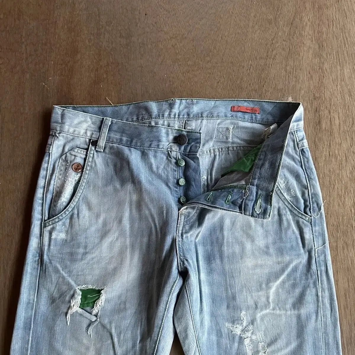 Seditionaries W34 L31🔥DISTRESSED DENIM YOUNGDIVISION JAPAN CINCHBACK PANT Size US 34 / EU 50 - 12 Thumbnail