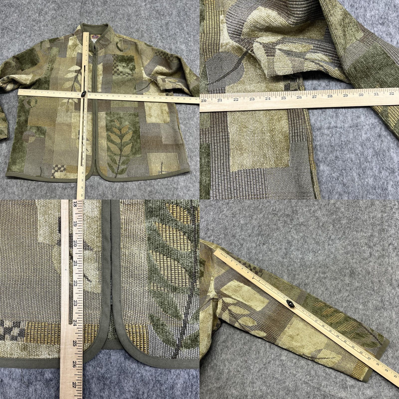 Vintage VINTAGE Barn Fly Jacket Womens 2X Green Geometric Leaf Zip Tapestry Collared Size XXL / US 16-18 / IT 52-54 - 8 Thumbnail