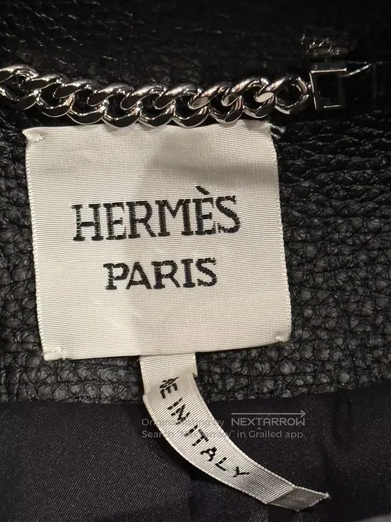 Hermes Hermes Stand Collar Leather Jacket Dark Blue with Black Co Size XS / US 0-2 / IT 36-38 - 3 Thumbnail