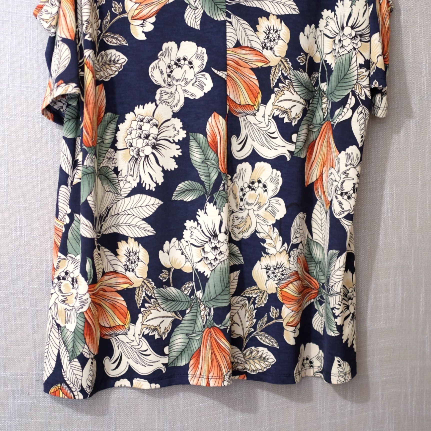 Vintage Naif Cold Shoulder Floral Blouse Navy Lightweight Women's 1X #H97-21 Size XL / US 12-14 / IT 48-50 - 6 Thumbnail
