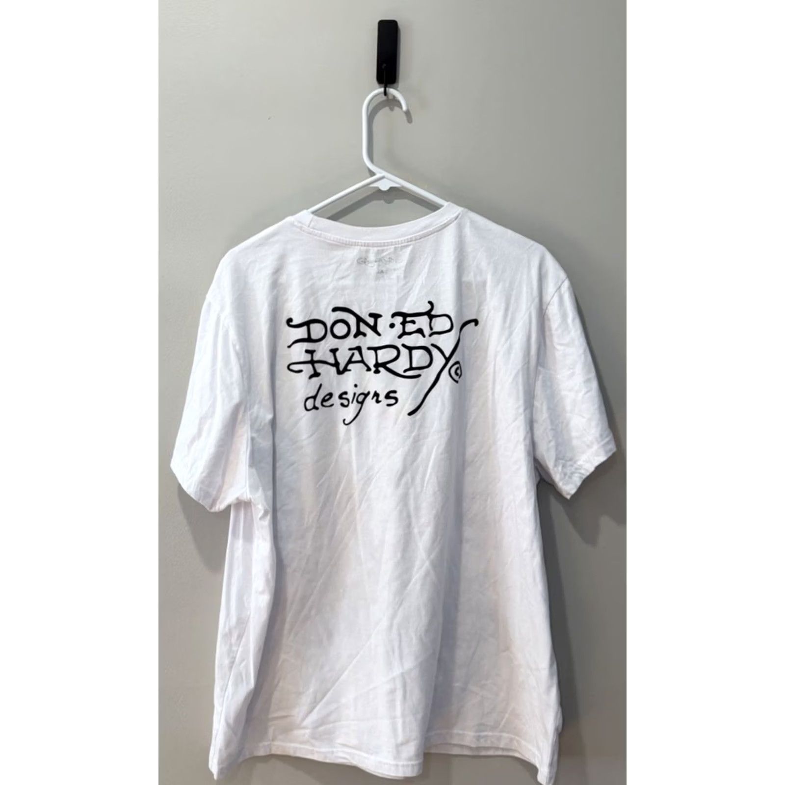 Ed Hardy Ed Hardy T-Shirt Logo Graphic White Skull Sword Flames 13 Free Forever XL Mens Short Sleeve Crew Neck Cotton Polyester Vintage No Size US XL / EU 56 / 4 - 2 Thumbnail