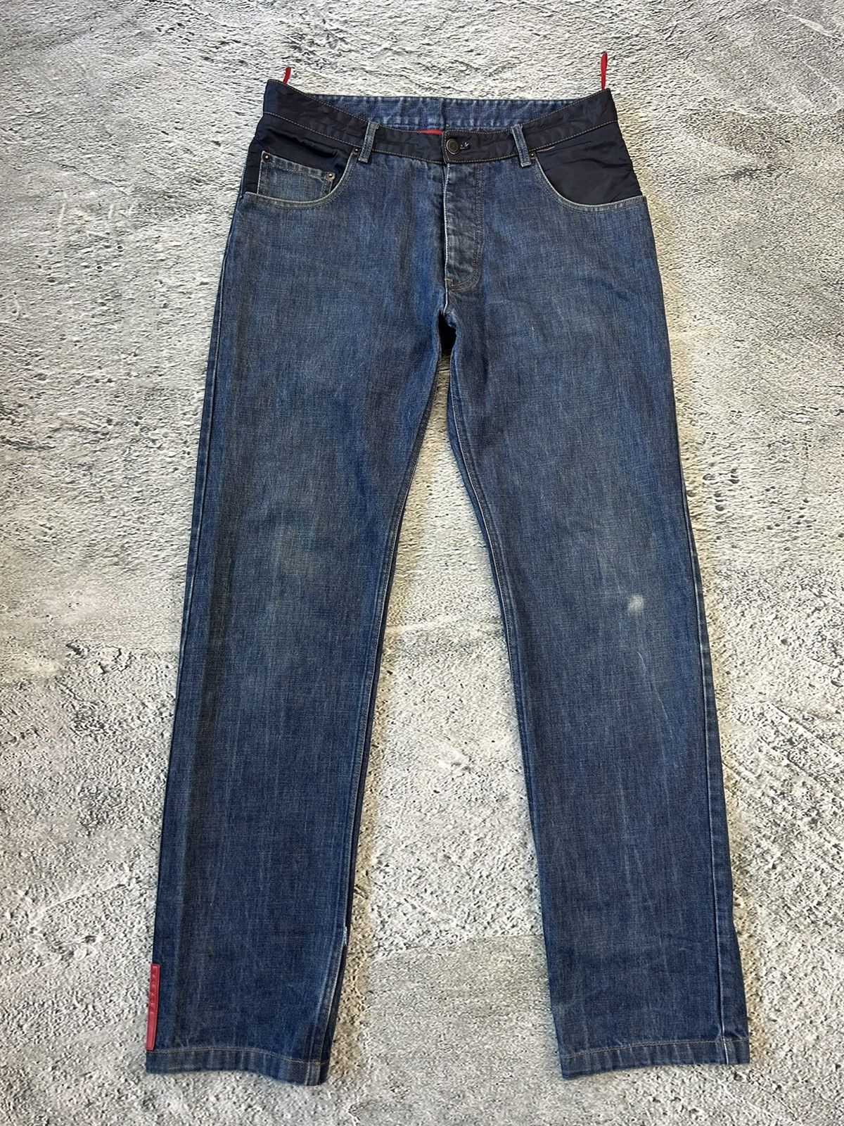 Prada Linea Rossa jeans red tab vintage straight denim pants