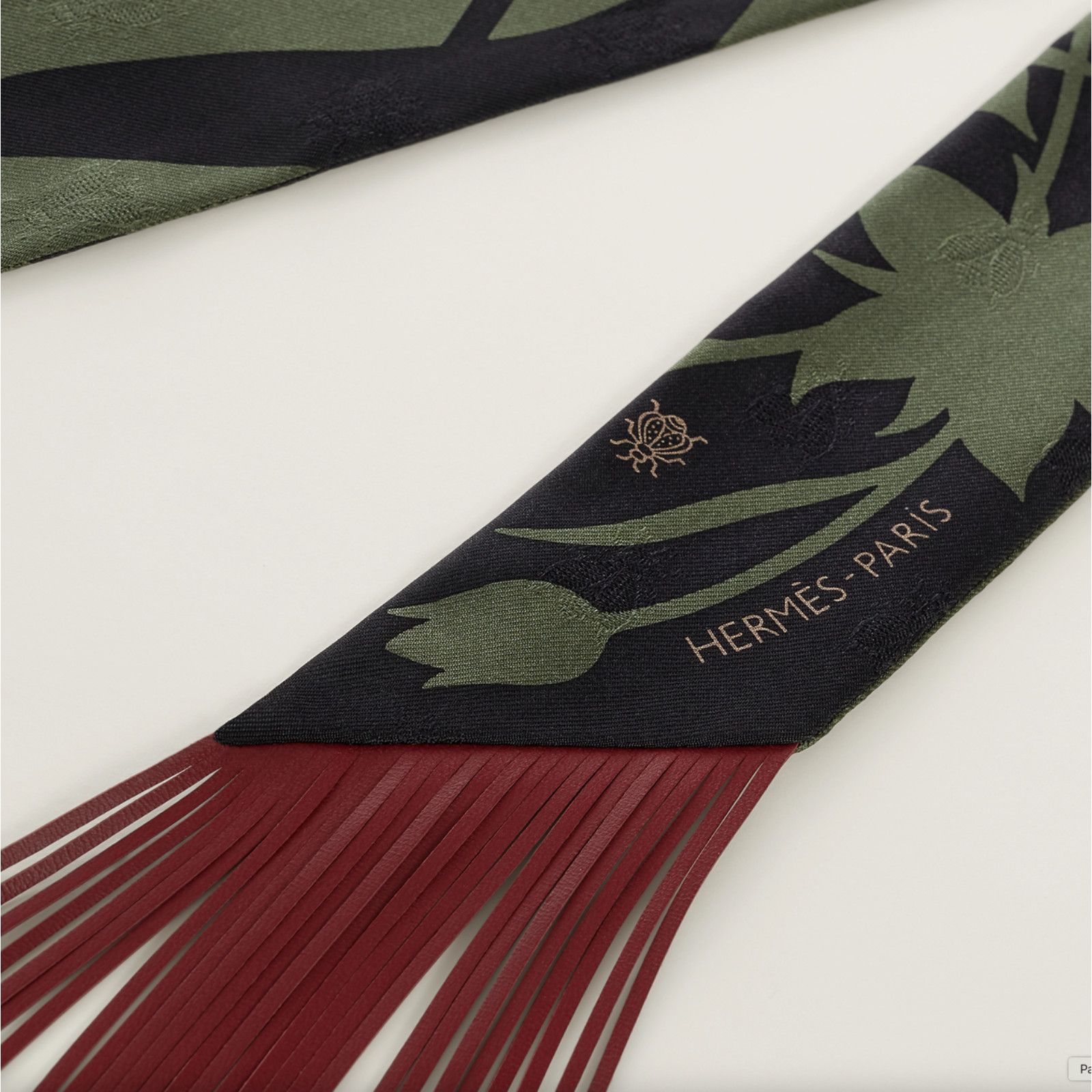 Hermes Hermes Scarf Twilly Leather Bouquet Black Loden Rouge H Size ONE SIZE - 7 Thumbnail