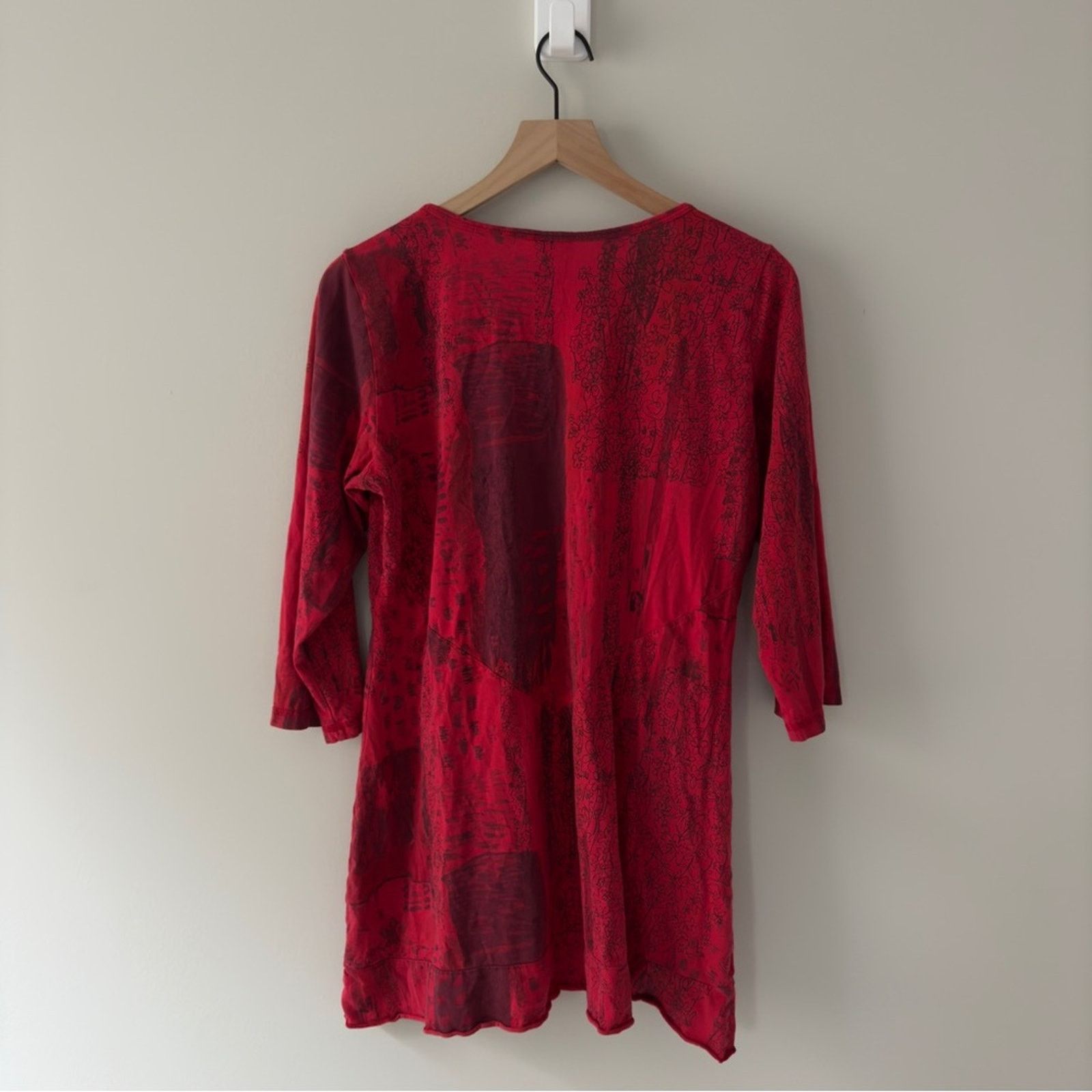 Vintage Vintage patchwork style button front Red babydoll Top Large Size L / US 10 / IT 46 - 2 Thumbnail