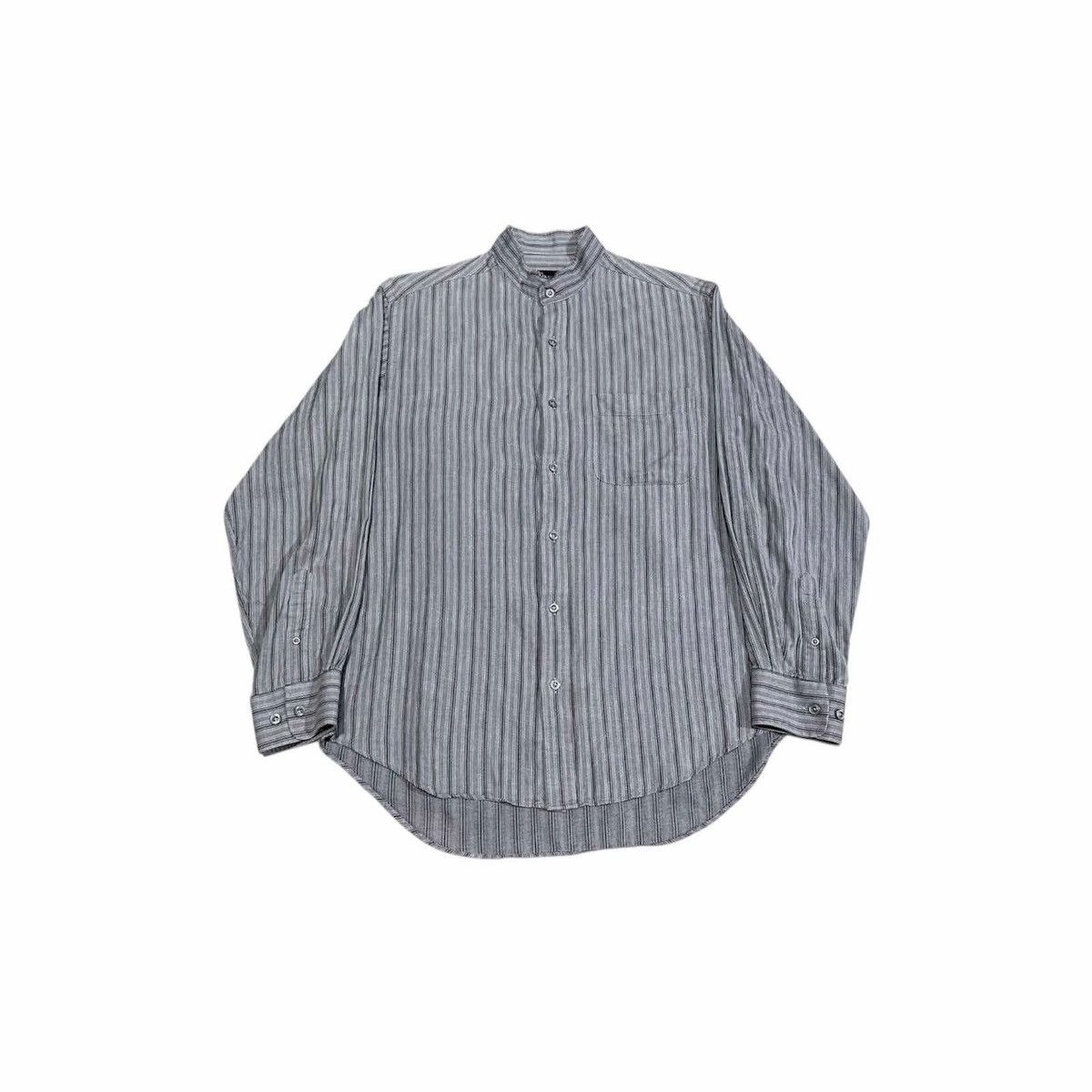 Japanese Brand × Kansai Yamamoto × Yohji Yamamoto 🔥Rare Vintage Kansai Yamamoto Striped Shirt Mandarin Collar Size US L / EU 52-54 / 3 - 2 Thumbnail