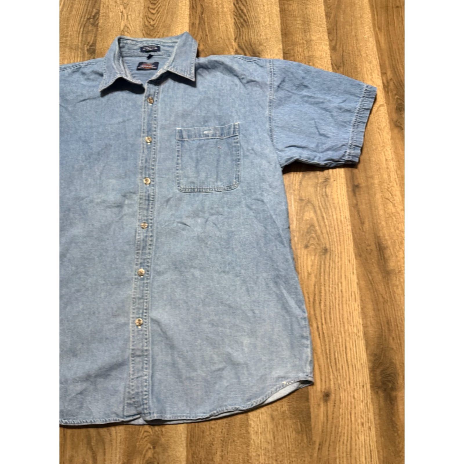 Dickies Dickies Shirt Mens Large Blue Short Sleeve Button Up 100% Cotton Casual Workwear Size US L / EU 52-54 / 3 - 4 Thumbnail
