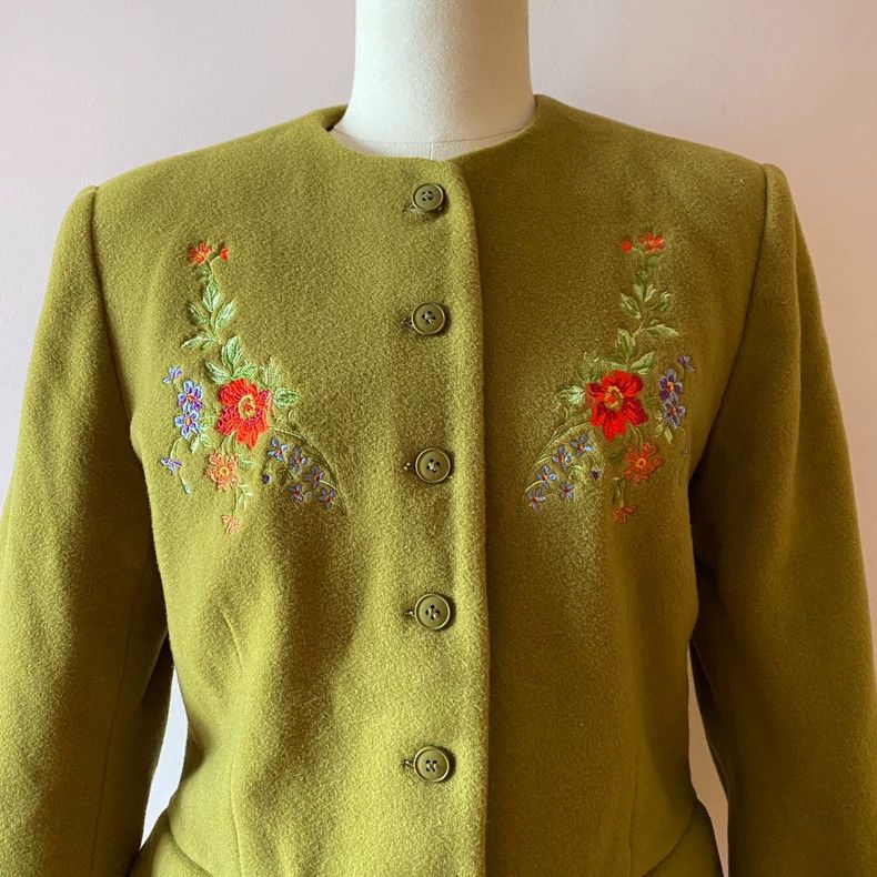 Kenzo KENZO Vintage floral embroidered wool suit jacket coat Size XS / US 0-2 / IT 36-38 - 4 Thumbnail