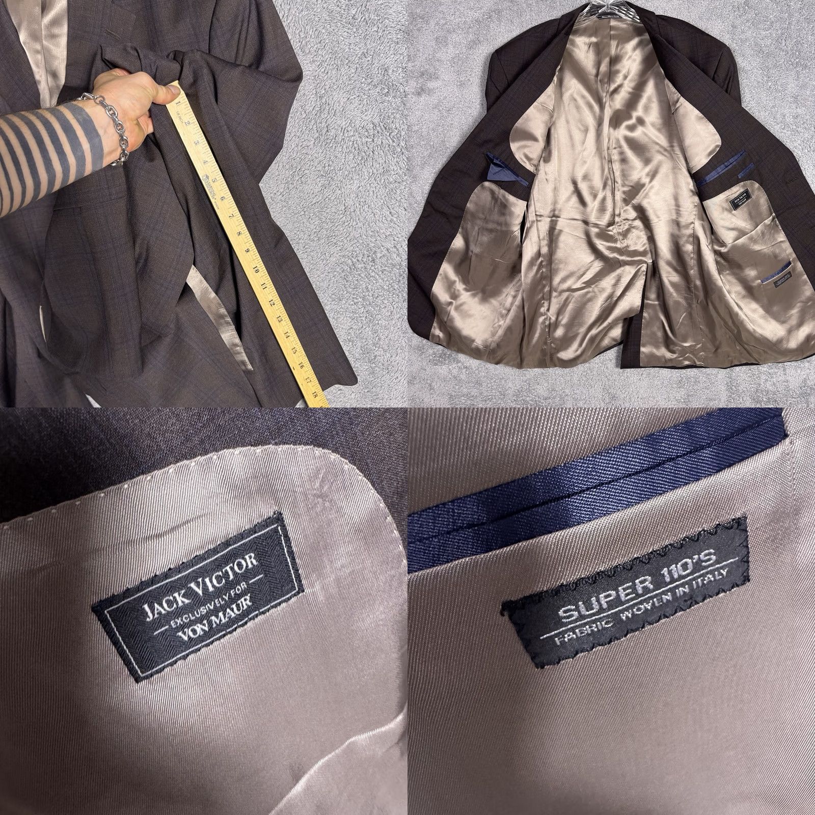 Jack Victor Jack Victor Sport Coat Men 48L Blazer Wool Windowpane CT Vimy Super 110s Size 48R - 8 Thumbnail