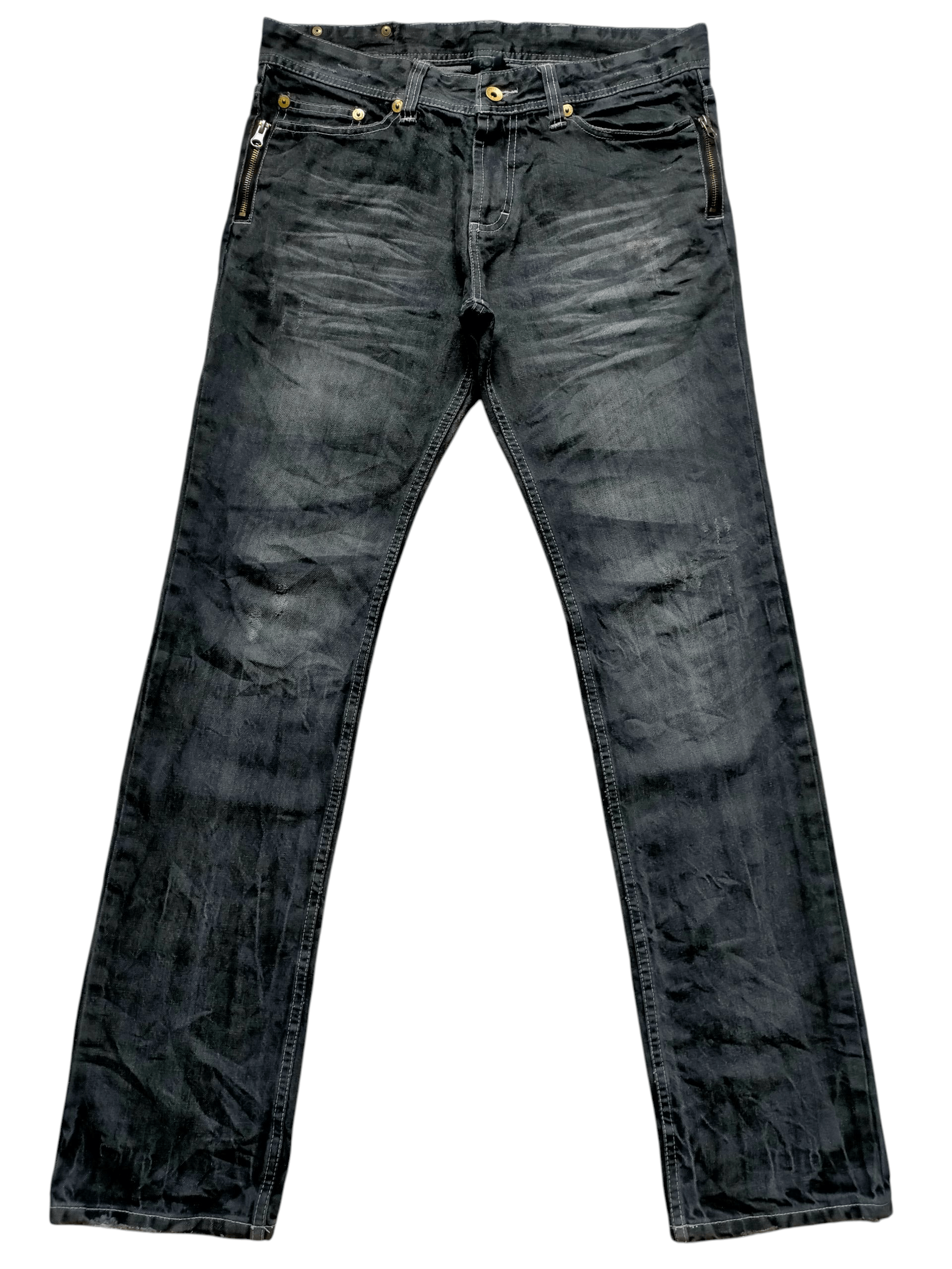 semanticdesign Semantic Design Multipocket Zipped Punk Style Black Jeans Size US 34 / EU 50 - 2 Thumbnail