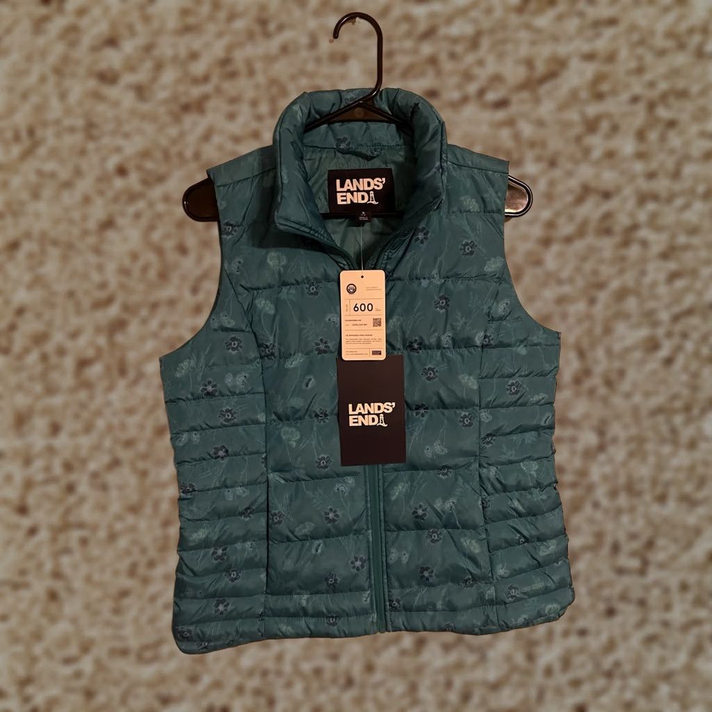 Lands' End Lands End 600 Fill Down Puffer Vest Spade Blue Hand Dye Floral Women's S New Size S / US 4 / IT 40 - 1 Thumbnail