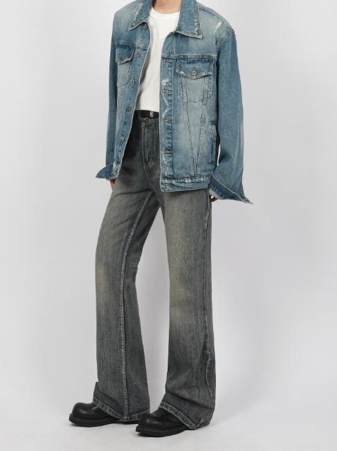 Japanese Brand × Jean Retro street cleanfit washed distressed flared jeans Size US 32 / EU 48 - 5 Thumbnail