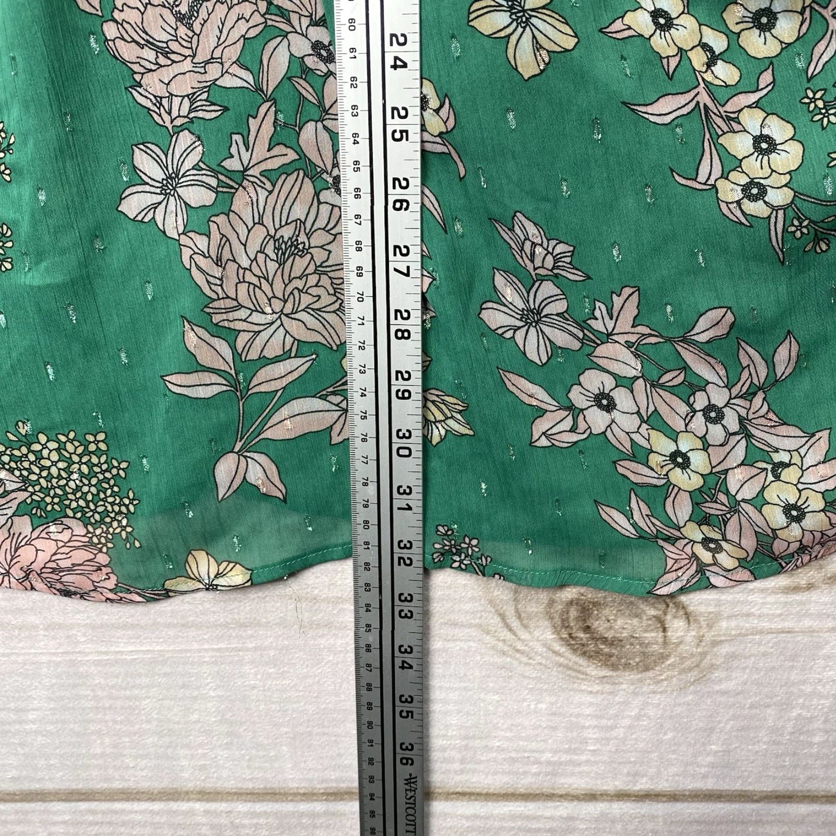 Torrid Torrid Blouse Top 3X Green Floral Cold Shoulder Sleeve Spaghetti Adjustable Strap V-Neck Polyester Bohemian Womens Size XXL / US 16-18 / IT 52-54 - 7 Thumbnail