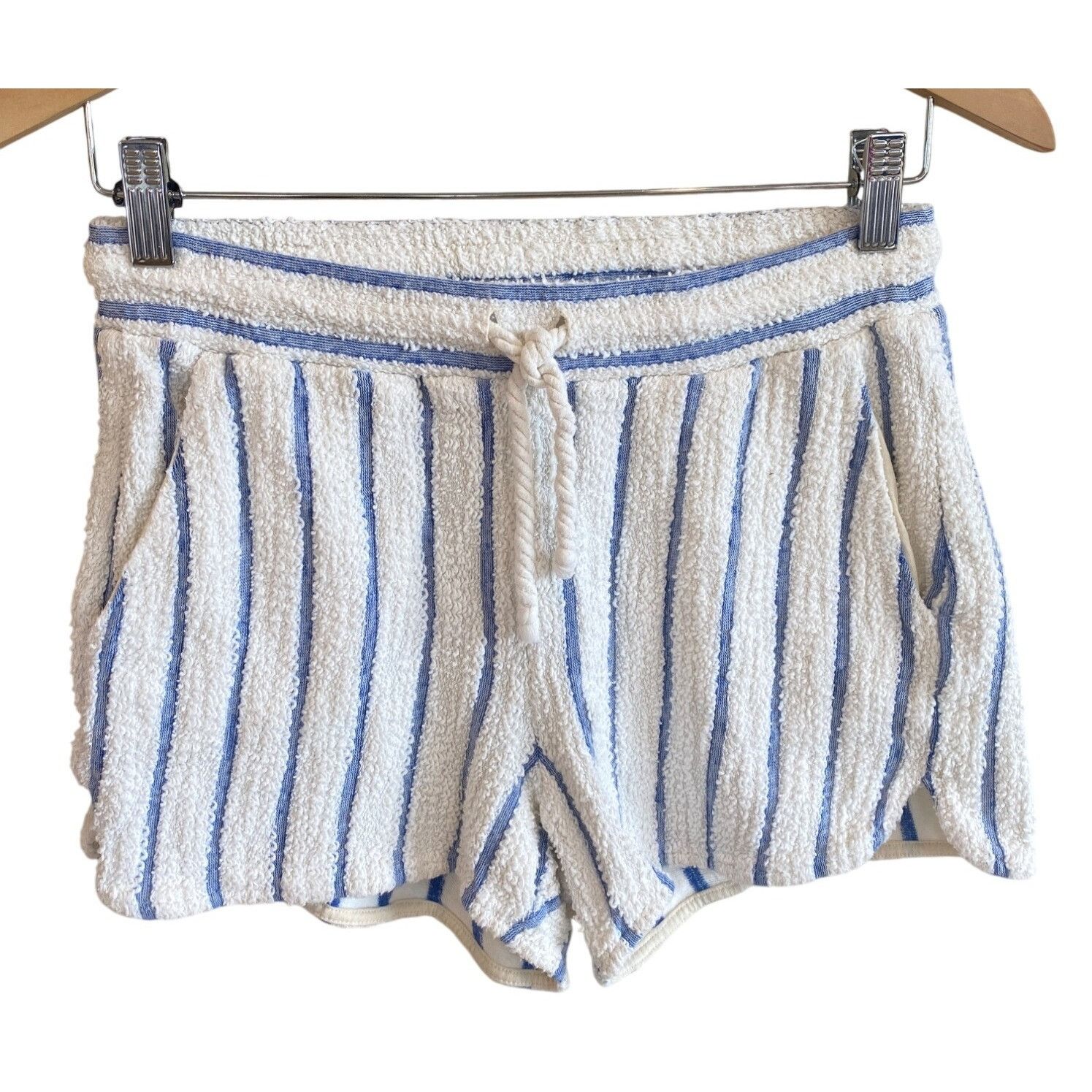 Faherty Faherty Pacífica Terry Shorts Stripes Cream Blue Pockets Dra Size 27" / US 4 / IT 40 - 2 Thumbnail