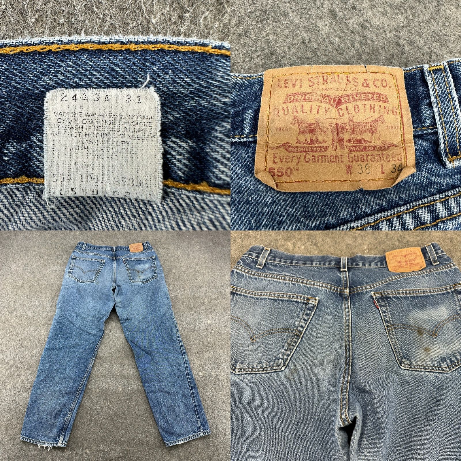 Levi's VTG Levi's 550 Jeans Mens 38x34 Blue Relaxed Taper Distressed 5-Pocket Denim Cotton 36 Waist 34 Inseam Vintage 90s Shirt? Size US 38 / EU 54 - 9 Thumbnail
