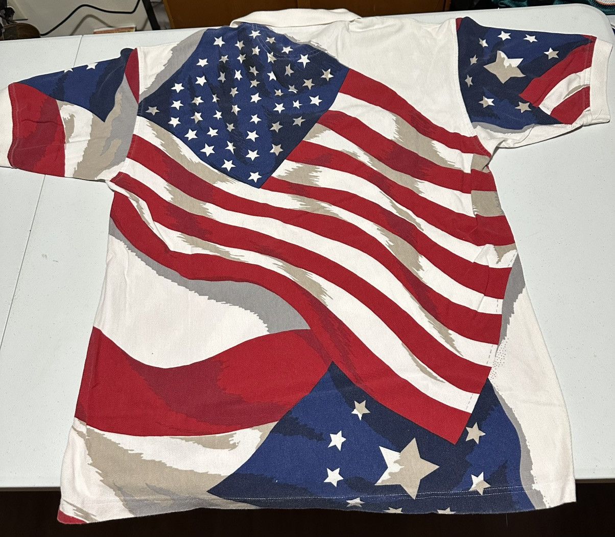 Vintage Vintage USA American flag AOP Mens Polo Shirt Size US XL / EU 56 / 4 - 6 Thumbnail