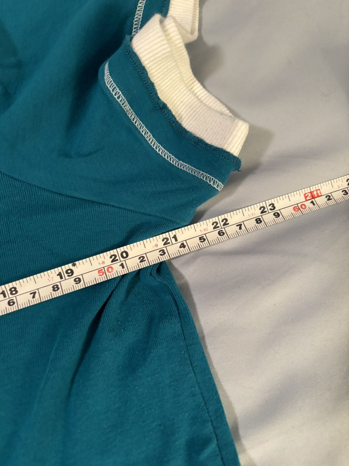 Other Teal & White Short-Sleeve Tee Active Top Curved Hem Size L / US 10 / IT 46 - 3 Thumbnail