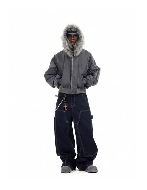 VIBE High Street Clean Fit Multi Pockets Dark Blue Baggy Jeans Size US 30 / EU 46 - 4 Thumbnail