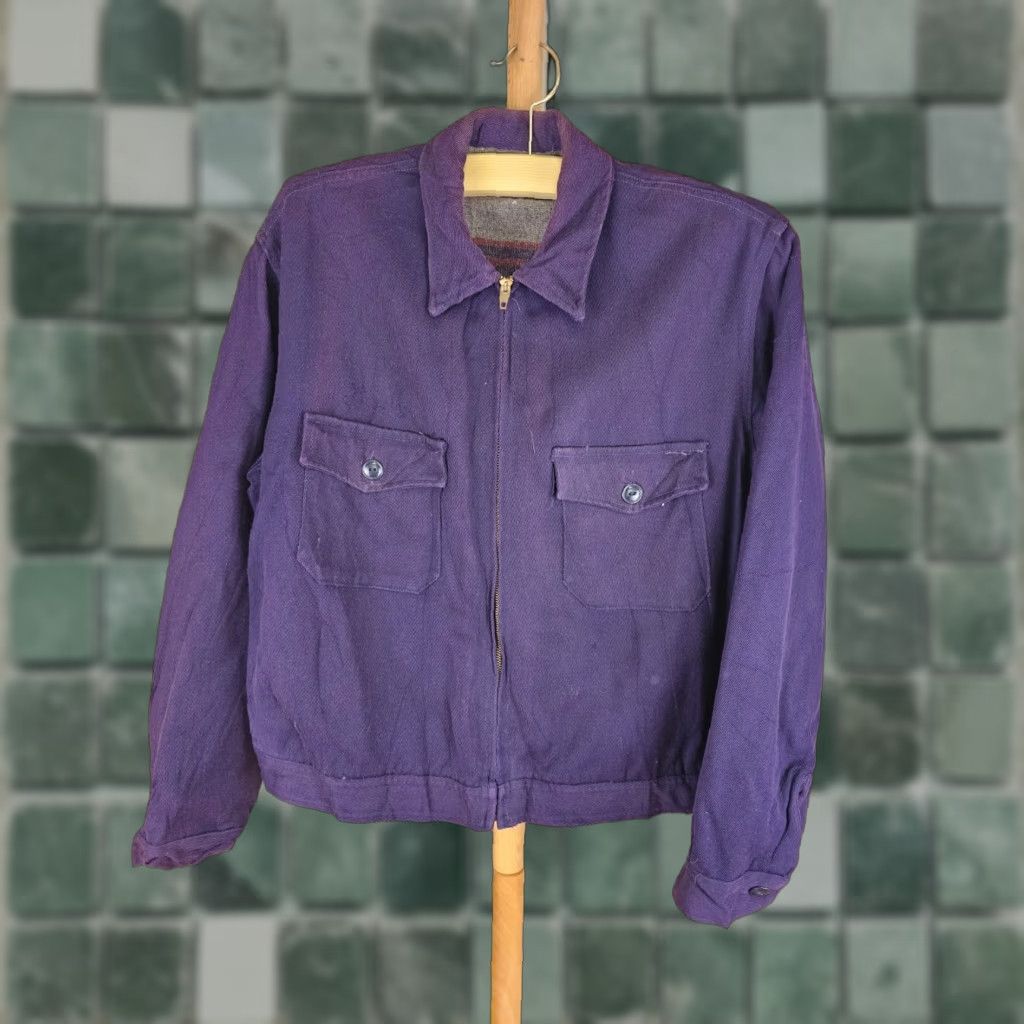 Vintage VINTAGE Purple Blanket Lined Work Mechanic Jacket SZ 44 Jacket Mens 44 Purple Bomber 50s USA Wool? Size US S / EU 44-46 / 1 - 1 Thumbnail