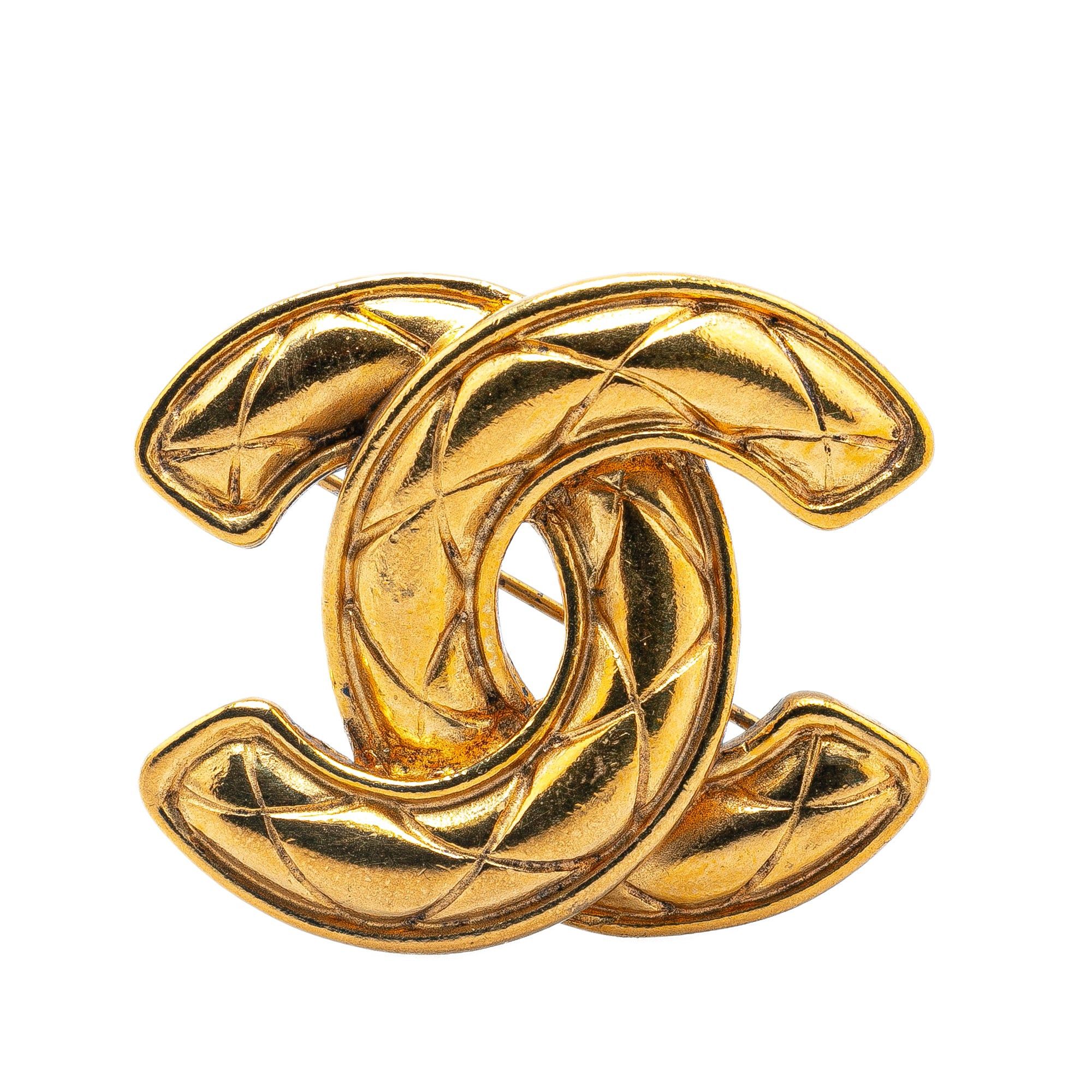 Chanel Chanel Gold Plated CC Quilted Brooch Gold Size ONE SIZE - 1 Thumbnail