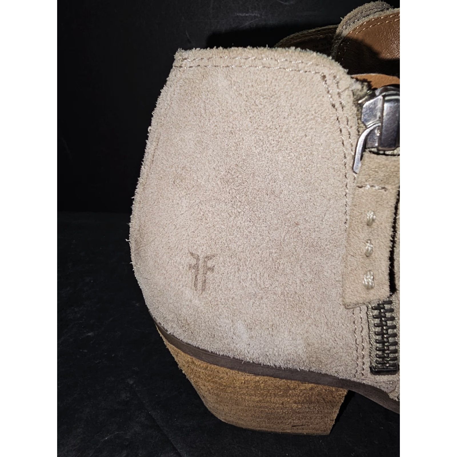 Frye FRYE Judith Ankle Bootie Suede Ash Beige Side Zip Women’s Size 7 M Boot Frye Size US 6 / IT 36 - 3 Thumbnail