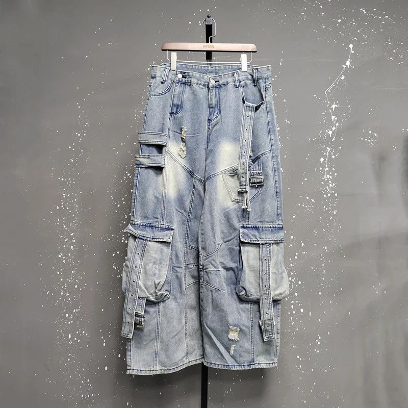 Japanese Brand Extra Wide Leg Multi-pocket Baggy Jeans Size US 34 / EU 50 - 8 Thumbnail
