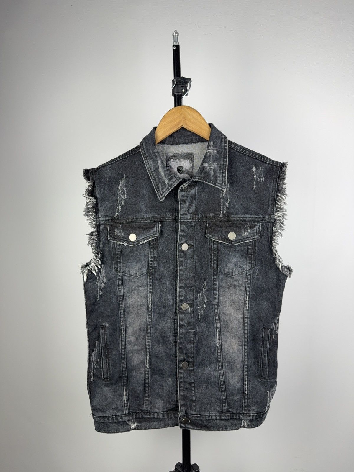 Other 00s Rock Rebel Distressed Denim Vest Acid Wash Punk Biker Size US S / EU 44-46 / 1 - 2 Thumbnail