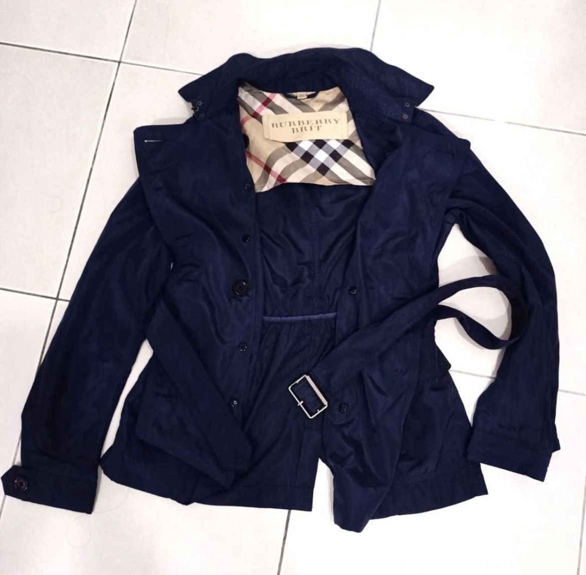 Burberry × Designer Burberry Brit Trench Jacket Windbreaker Size US M / EU 48-50 / 2 - 2 Thumbnail