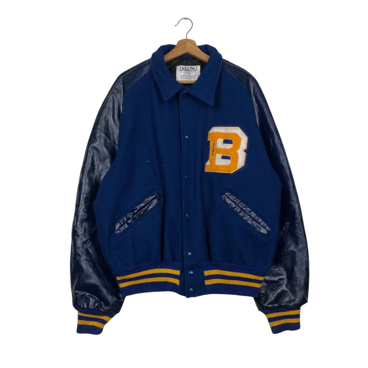 Delong 📌Vintage Leather Varsity Jacket Delong Made in Usa Size US XL / EU 56 / 4 - 2 Thumbnail