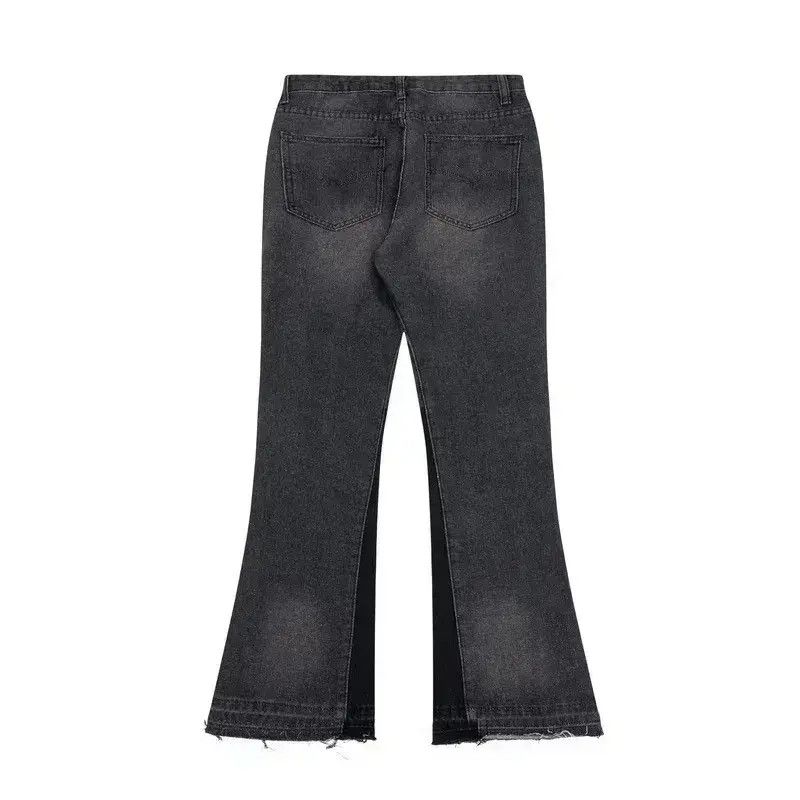 Japanese Brand Baggy Y2k patchwork side rivets flared jeans trousers Size US 32 / EU 48 - 2 Thumbnail