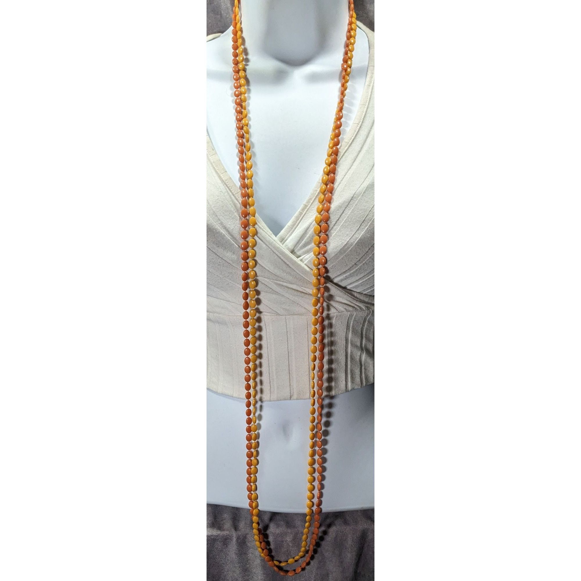 Other Vintage Retro Yellow And Orange Plastic Beaded Necklace Size ONE SIZE - 2 Thumbnail